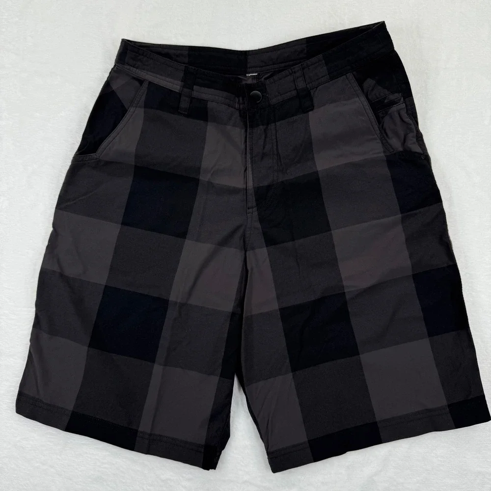 Lululemon Kahuna‎ Mens Plaid Shorts Black Charcoal Athletic Casual Size 32